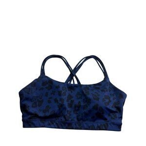 Gap Fit Eclipse Strappy Sports Bra Leopard Print Size S Navy Blue Black